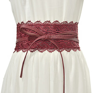 Brand New Elegant Lace Wide Waist Bands Women Faux Leather Belts Cummerbunds Ladies Corset Wedding Dress Harness VKAC1001