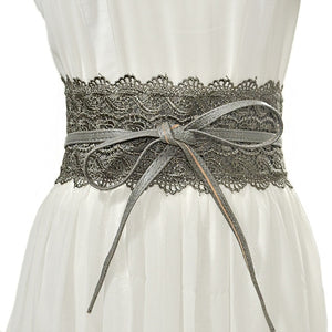 Brand New Elegant Lace Wide Waist Bands Women Faux Leather Belts Cummerbunds Ladies Corset Wedding Dress Harness VKAC1001
