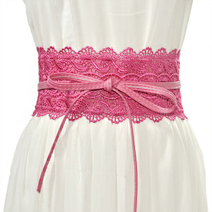Brand New Elegant Lace Wide Waist Bands Women Faux Leather Belts Cummerbunds Ladies Corset Wedding Dress Harness VKAC1001