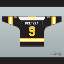 Load image into Gallery viewer, Wayne Gretzky 9 Brantford Nadrofsky Steelers Black Hockey Jersey Youth League