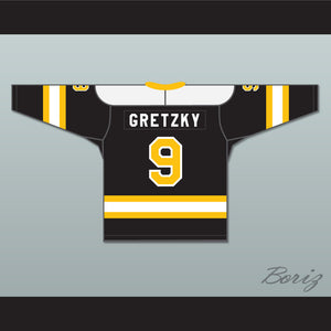 Wayne Gretzky 9 Brantford Nadrofsky Steelers Black Hockey Jersey Youth League