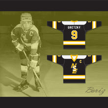 Load image into Gallery viewer, Wayne Gretzky 9 Brantford Nadrofsky Steelers Black Hockey Jersey Youth League
