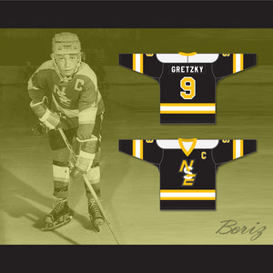 Wayne Gretzky 9 Brantford Nadrofsky Steelers Black Hockey Jersey Youth League