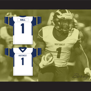 Breece Hall 1 Wichita Northwest High School Grizzlies White Football Jersey 2