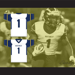 Breece Hall 1 Wichita Northwest High School Grizzlies White Football Jersey 1