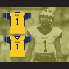 Load image into Gallery viewer, Breece Hall 1 Wichita Northwest High School Grizzlies Yellow Gold Football Jersey 2