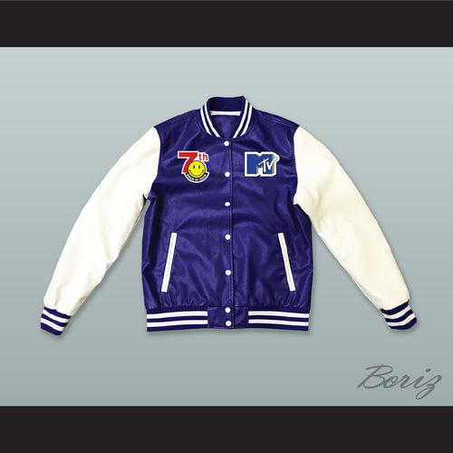 Bricklayers Basketball 7th Annual Rock N' Jock B-Ball Jam 1997 Blue and White Lab Leather Varsity Letterman Jacket