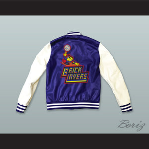 Bricklayers Basketball 7th Annual Rock N' Jock B-Ball Jam 1997 Blue and White Lab Leather Varsity Letterman Jacket