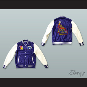 Bricklayers Basketball 7th Annual Rock N' Jock B-Ball Jam 1997 Blue and White Lab Leather Varsity Letterman Jacket