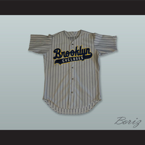 Brooklyn Cyclones Gray Pinstriped Baseball Jersey