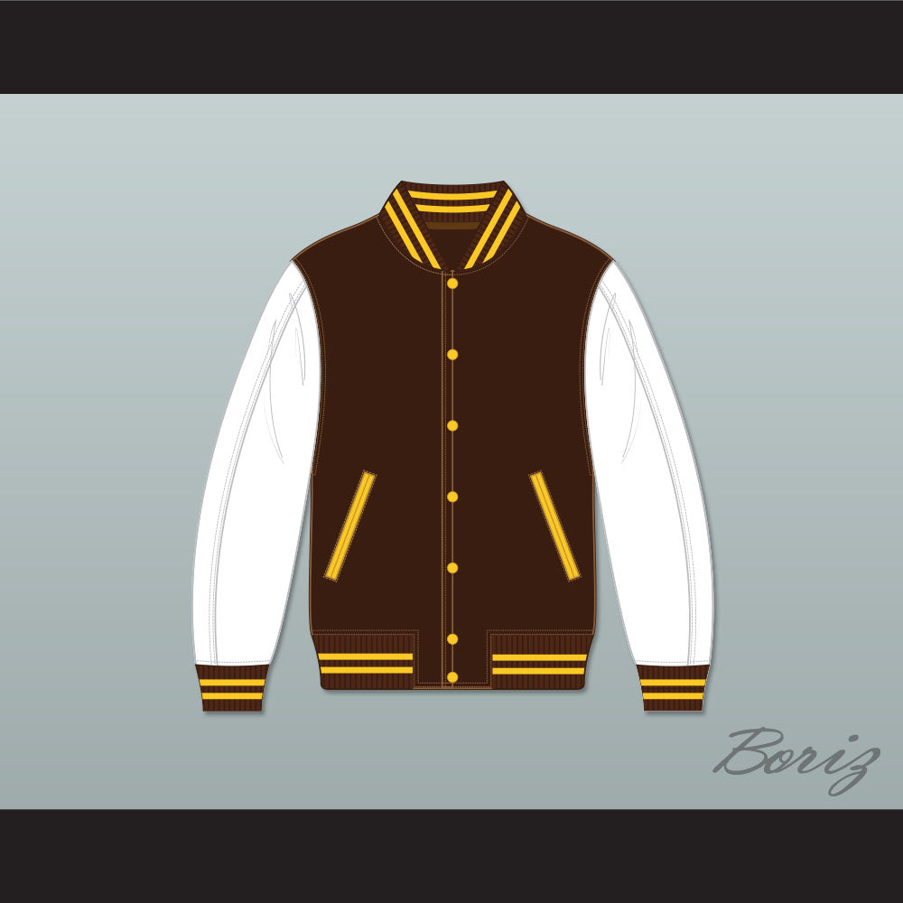 Broome Dusters Brown and White Varsity Letterman Jacket-Style Sweatshirt 1