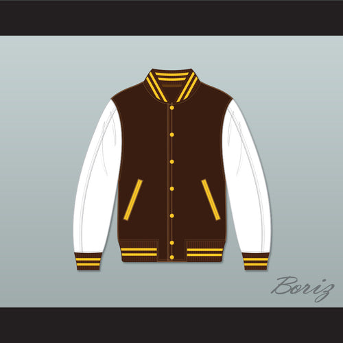 Broome Dusters Brown and White Varsity Letterman Jacket-Style Sweatshirt 2