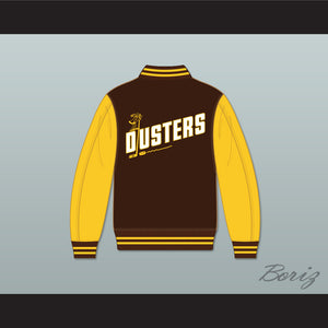 Broome Dusters Brown and Yellow Varsity Letterman Jacket-Style Sweatshirt 1