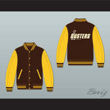 Load image into Gallery viewer, Broome Dusters Brown and Yellow Varsity Letterman Jacket-Style Sweatshirt 2