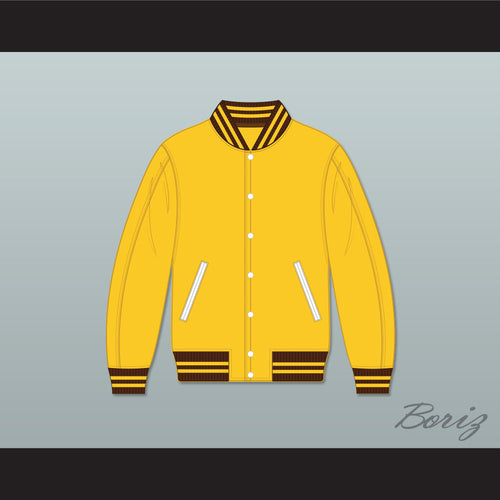 Broome Dusters Yellow Varsity Letterman Jacket-Style Sweatshirt 1