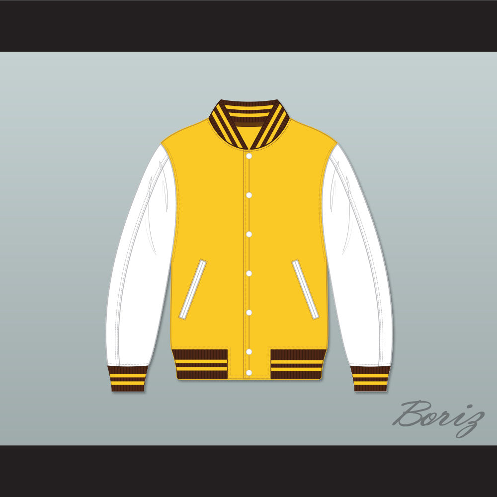 Broome Dusters Yellow and White Varsity Letterman Jacket-Style Sweatshirt 1