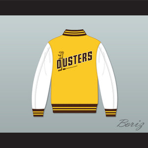 Broome Dusters Yellow and White Varsity Letterman Jacket-Style Sweatshirt 1