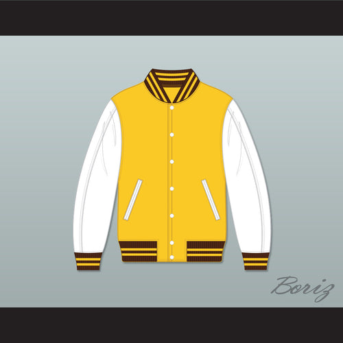 Broome Dusters Yellow and White Varsity Letterman Jacket-Style Sweatshirt 2