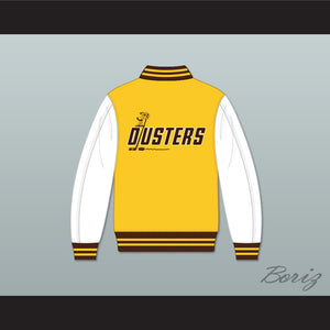 Broome Dusters Yellow and White Varsity Letterman Jacket-Style Sweatshirt 2