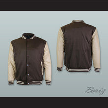 Load image into Gallery viewer, Brown Wool and Tan Lab Leather Varsity Letterman Jacket