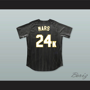 Mars 24K Hooligans Black Pinstriped Baseball Jersey