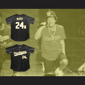 Mars 24K Hooligans Black Pinstriped Baseball Jersey