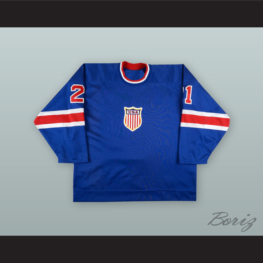 Bryan Smolinski 21 USA National Team Blue Hockey Jersey