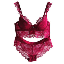 Load image into Gallery viewer, Burvogue New Lace Lingerie Bra Set Women Sexy Bra Set Push Up Bras Underwear Sets Plus size Adjustable Bras and Panties Set