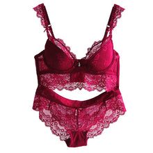 Load image into Gallery viewer, Burvogue New Lace Lingerie Bra Set Women Sexy Bra Set Push Up Bras Underwear Sets Plus size Adjustable Bras and Panties Set