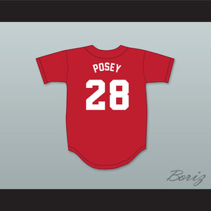 Buster Posey 28 Lee County High School Trojans Red Baseball Jersey 2