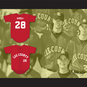 Buster Posey 28 Lee County High School Trojans Red Baseball Jersey 2