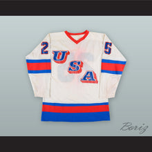 Load image into Gallery viewer, Buzz Schneider 25 USA National Team White Hockey Jersey