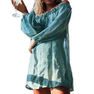 CALOFE Long Lace Sexy Beach Cover Up Swim Dress Women Beach Dress Bikini Cover Up Swimwear Women  Cover-up Bikini Swimsuit Cover