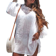 Load image into Gallery viewer, CALOFE Long Lace Sexy Beach Cover Up Swim Dress Women Beach Dress Bikini Cover Up Swimwear Women  Cover-up Bikini Swimsuit Cover