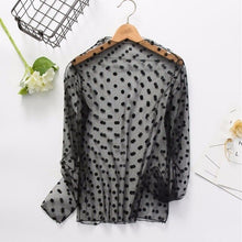 Load image into Gallery viewer, CHICEVER Mesh Lace Sexy T Shirt Womens Stand Collar Hollow Out Basic Transparent Pullover T Shirts Tops 2020 Spring Fashion