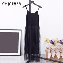 Load image into Gallery viewer, CHICEVER Sexy Spaghetti Strap Dress For Women Sleeveless Patchwork Mesh Loose Ladies Party Dresses Female Clothes Fashion New