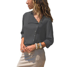 Load image into Gallery viewer, CHICEVER Summer Casual Solid Women's Blouse Irregular Skew Collar Long Sleeve Button Slim Plus Size Female Shirt 2020 Fashion