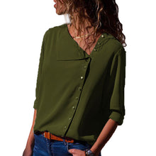 Load image into Gallery viewer, CHICEVER Summer Casual Solid Women's Blouse Irregular Skew Collar Long Sleeve Button Slim Plus Size Female Shirt 2020 Fashion