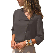Load image into Gallery viewer, CHICEVER Summer Casual Solid Women's Blouse Irregular Skew Collar Long Sleeve Button Slim Plus Size Female Shirt 2020 Fashion