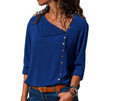 Load image into Gallery viewer, CHICEVER Summer Casual Solid Women's Blouse Irregular Skew Collar Long Sleeve Button Slim Plus Size Female Shirt 2020 Fashion