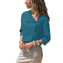 Load image into Gallery viewer, CHICEVER Summer Casual Solid Women's Blouse Irregular Skew Collar Long Sleeve Button Slim Plus Size Female Shirt 2020 Fashion