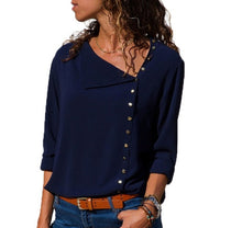 Load image into Gallery viewer, CHICEVER Summer Casual Solid Women's Blouse Irregular Skew Collar Long Sleeve Button Slim Plus Size Female Shirt 2020 Fashion