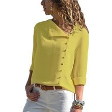 Load image into Gallery viewer, CHICEVER Summer Casual Solid Women's Blouse Irregular Skew Collar Long Sleeve Button Slim Plus Size Female Shirt 2020 Fashion