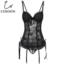 Load image into Gallery viewer, CINOON New Sexy Hollow Corset Women Underwear Lace Up Body Bustier Overbust Mesh Breathable Corsets Women&#39;s Lingerie
