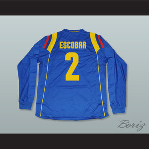 Pablo Escobar 2 Colombia Away Long Sleeve Football Soccer Jersey