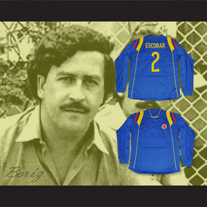 Pablo Escobar 2 Colombia Blue Long Sleeve Football Soccer Jersey