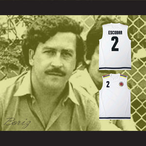 Pablo Escobar 2 Colombia White Football Soccer Jersey