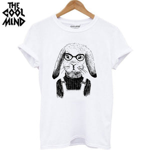 COOLMIND WQ0101B  cotton casual short sleeve women T shirt casual loose o-neck lovely panda printed women T-shirt