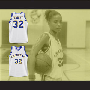 Monica Wright 32 Crenshaw High School White Basketball Jersey Love and Basketball 1