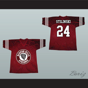 Stiles Stilinski 24 Beacon Hills Cyclones Maroon Alternate Lacrosse Jersey